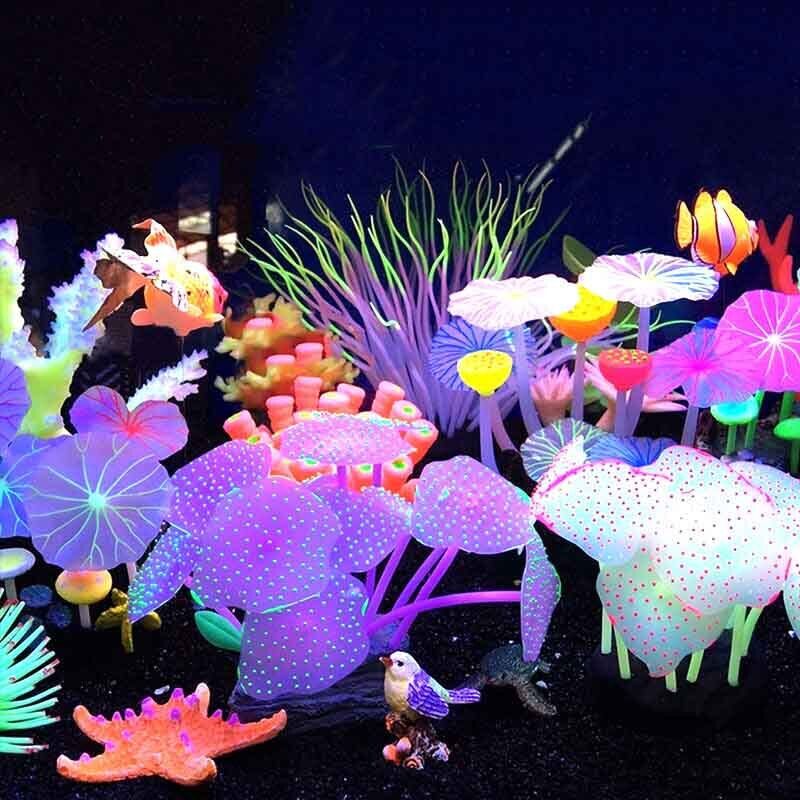Live Plant Aquarium - Silikonowe świecące dekoracje do akwarium: sztuczne