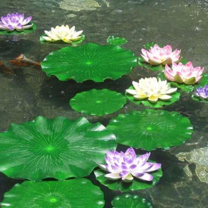 Aquarium Plant Substrate - Sztuczne liście lotosu bez kwiatów do