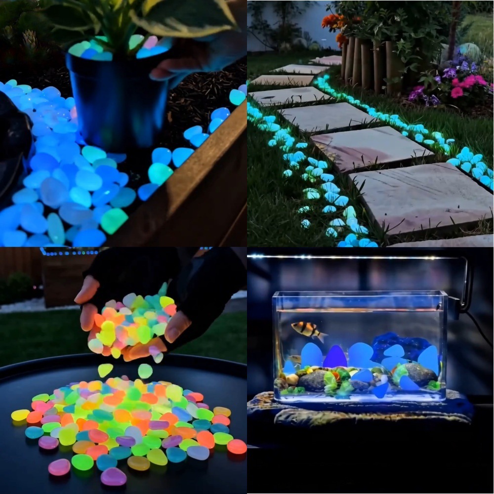 Aquarium Plant Light - Kolorowe, świecące w ciemności kamienie dekoracyjne